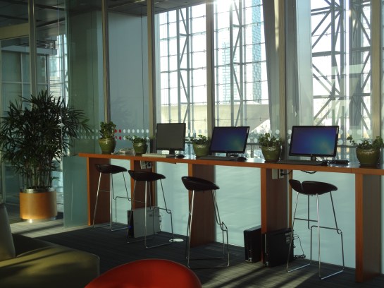 Two of the computers are booted up. Very creepy.