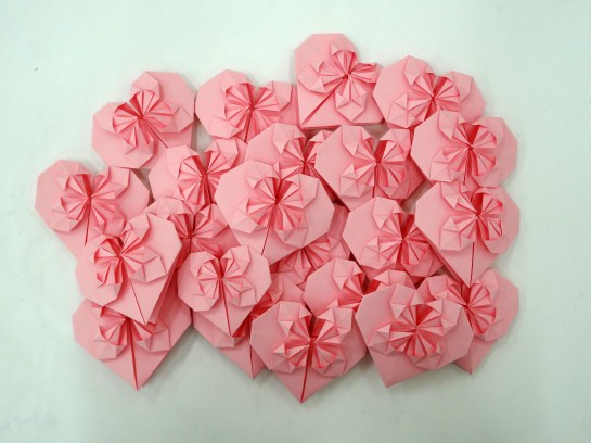 fancy origami hearts by yours truly!