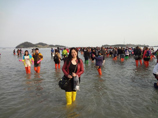 All of us bought brightly colored boots for sale during the festival.