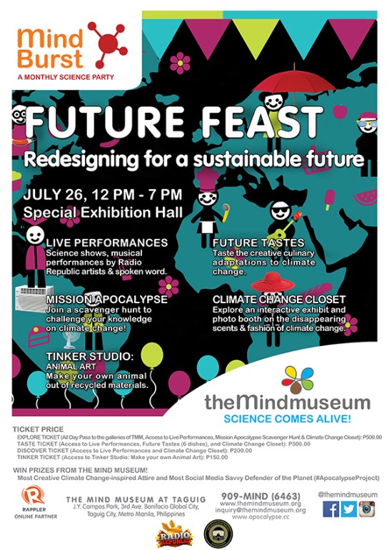 Future Feast poster by The Mind Museum, which highlights activities