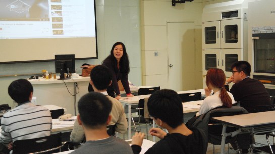 You know I'm in Korea when I'm doing a lecture in my hiking clothes.